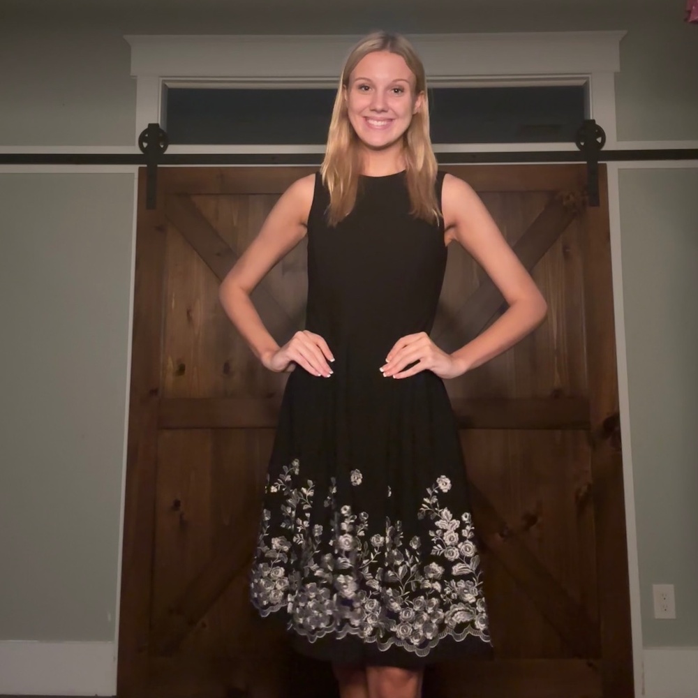 Calvin Klein Black Dress with Embroidery